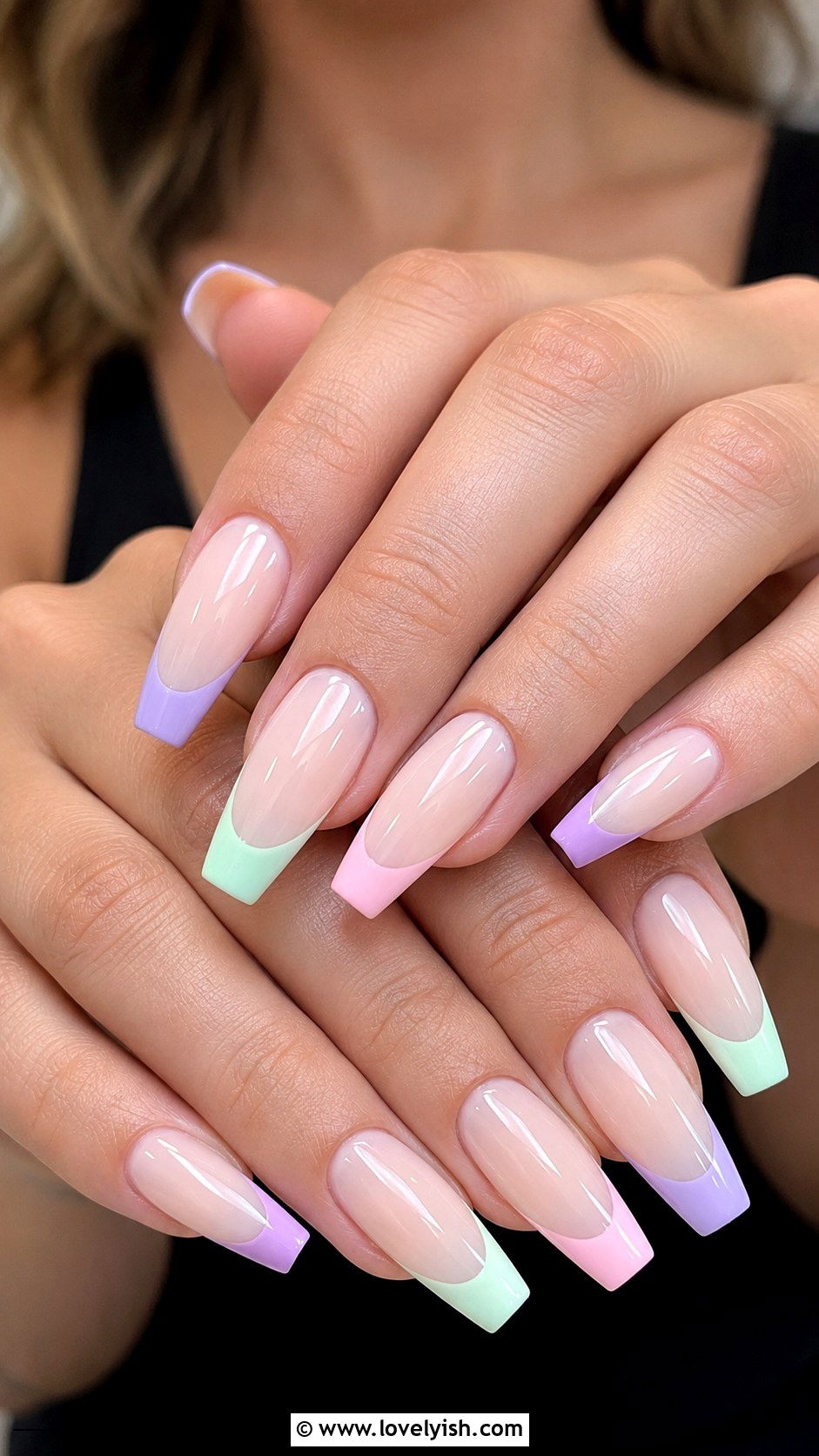 Pastel French Tip Easter Nails - 44 easter nail designs - 44 easter nail designs