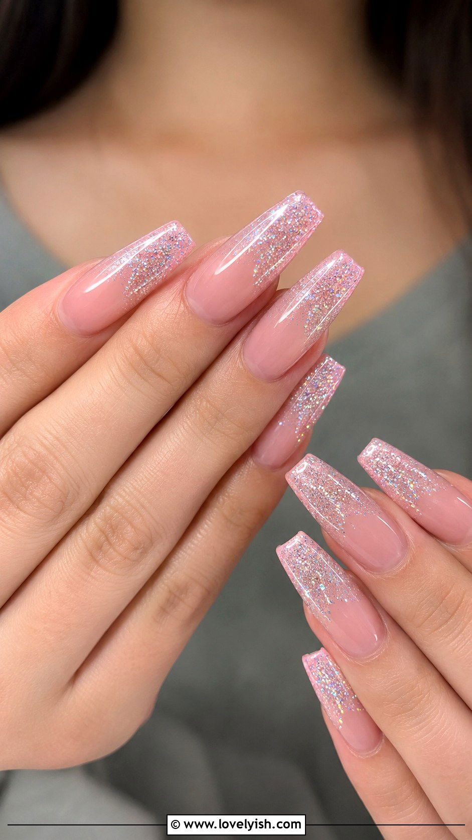 Pastel French Tips With Glitter Ombre - 50 pastel french tip nails - 50 pastel french tip nails