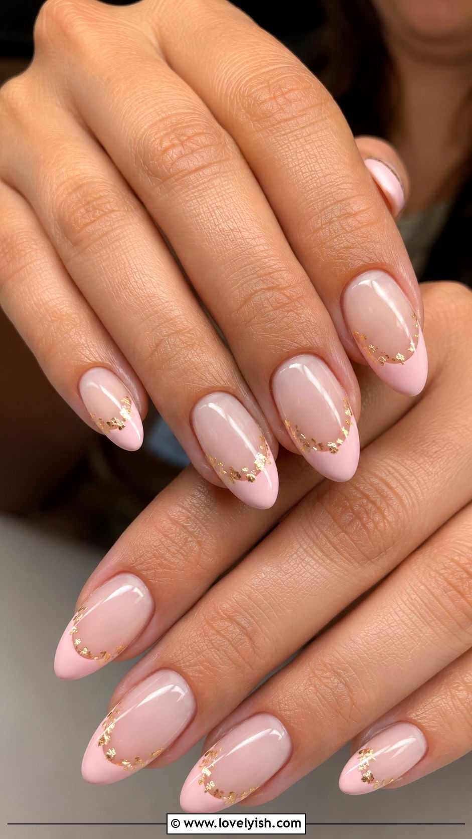 Pastel French Tips With Gold Foil - 50 pastel french tip nails - 50 pastel french tip nails