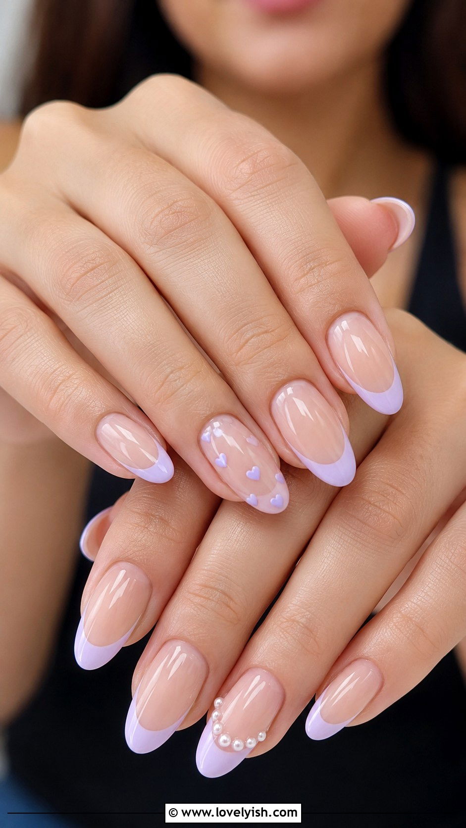 Pastel French Tips With Hearts And Pearls - 50 pastel french tip nails - 50 pastel french tip nails