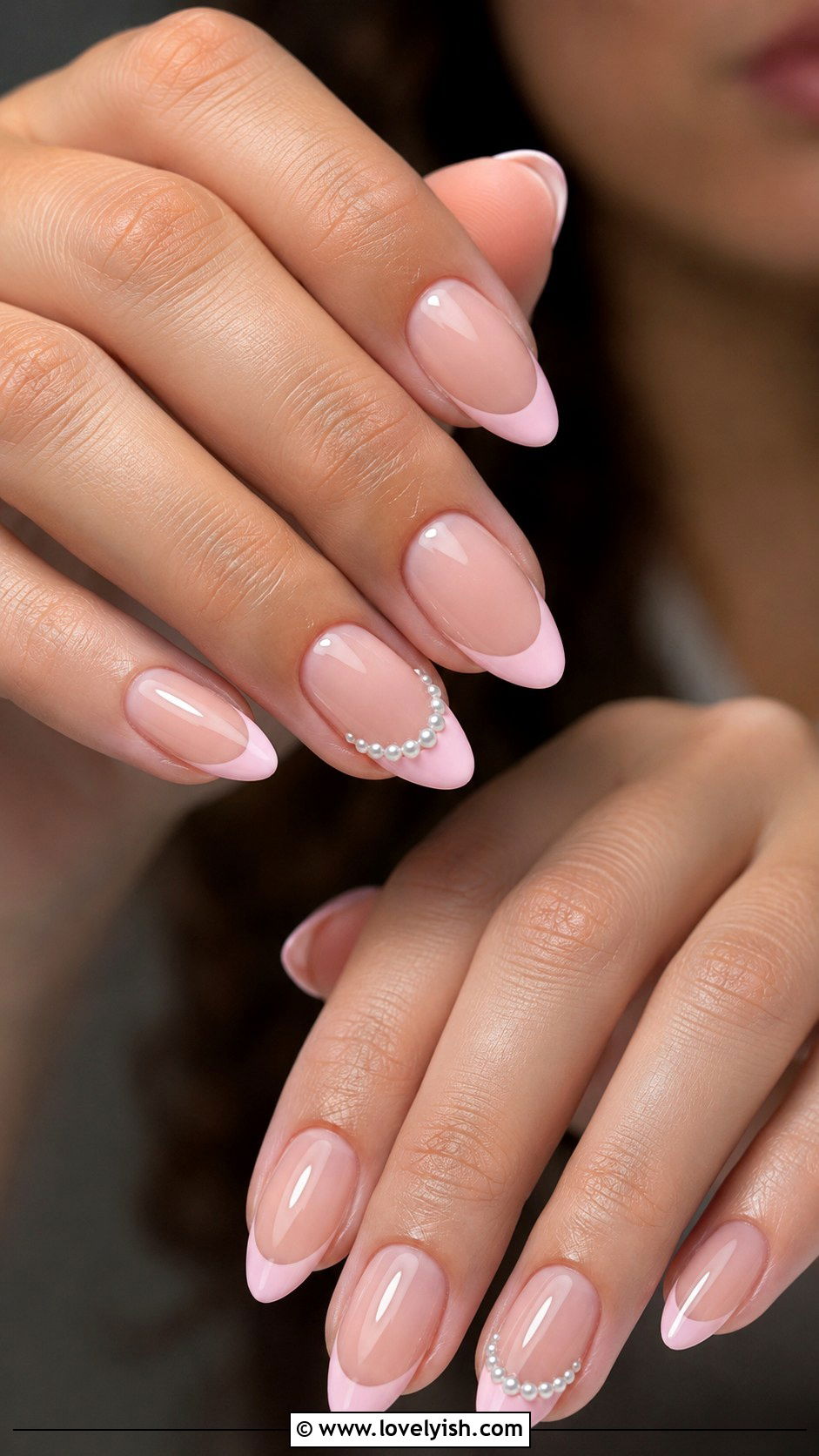 Pastel French Tips With Pearl Accents - 50 pastel french tip nails - 50 pastel french tip nails