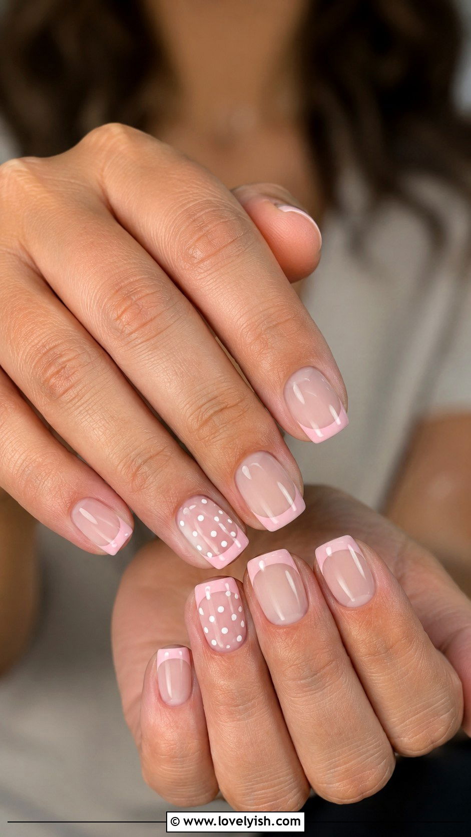 Pastel French Tips With Polka Dots - 50 pastel french tip nails - 50 pastel french tip nails