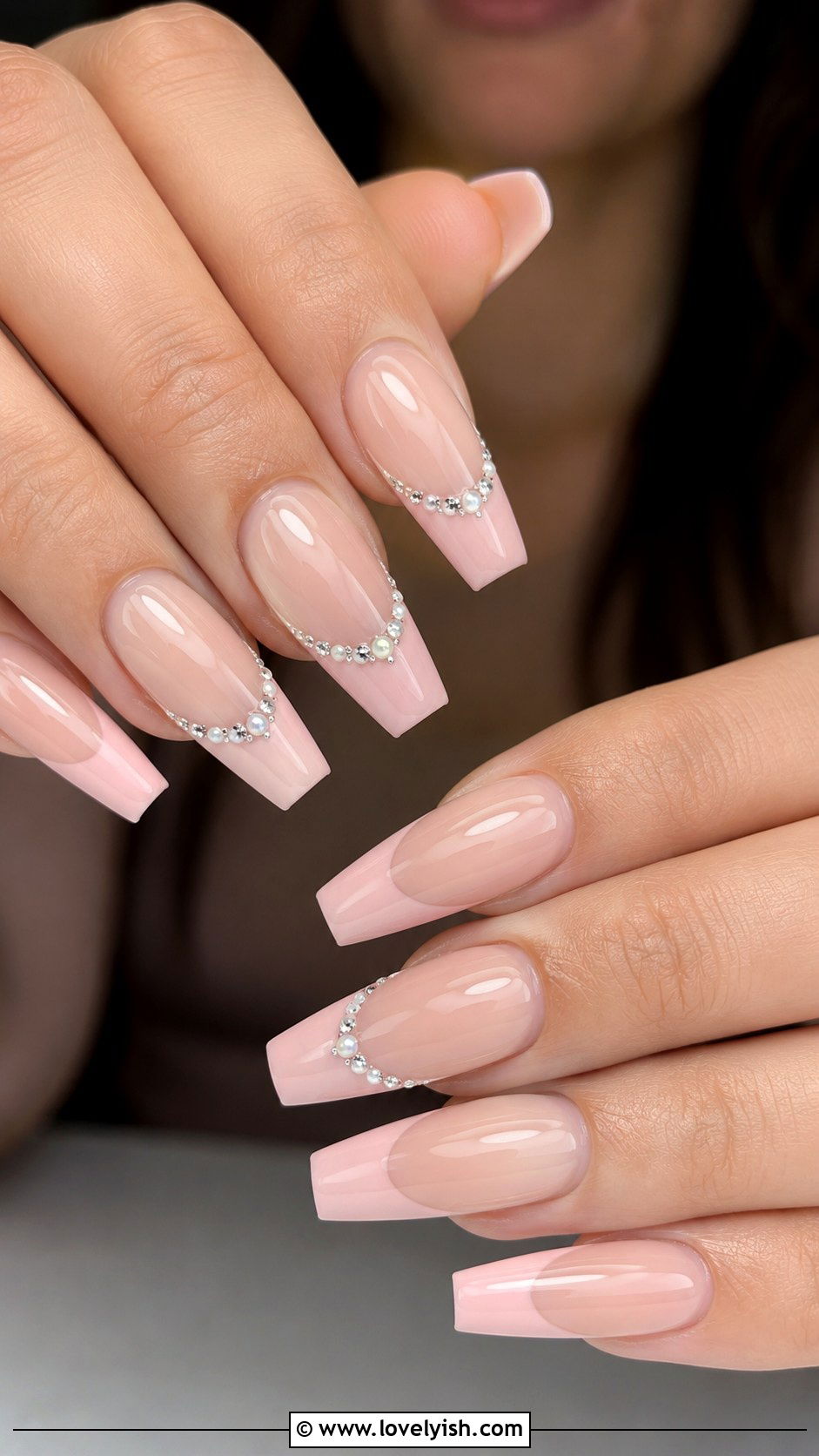 Pastel French Tips With Rhinestones - 50 pastel french tip nails - 50 pastel french tip nails