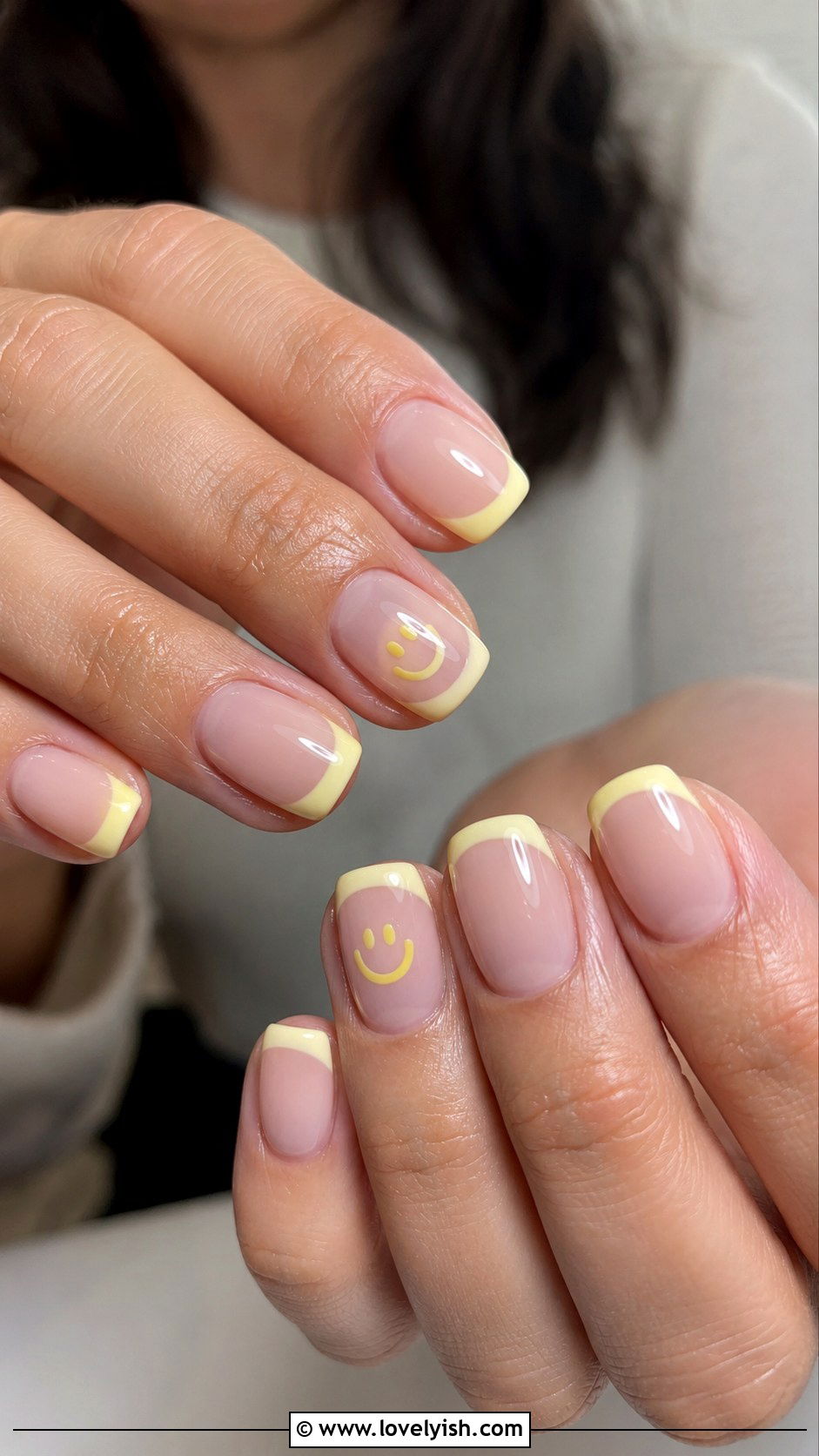 Pastel French Tips With Smiley Faces - 50 pastel french tip nails - 50 pastel french tip nails