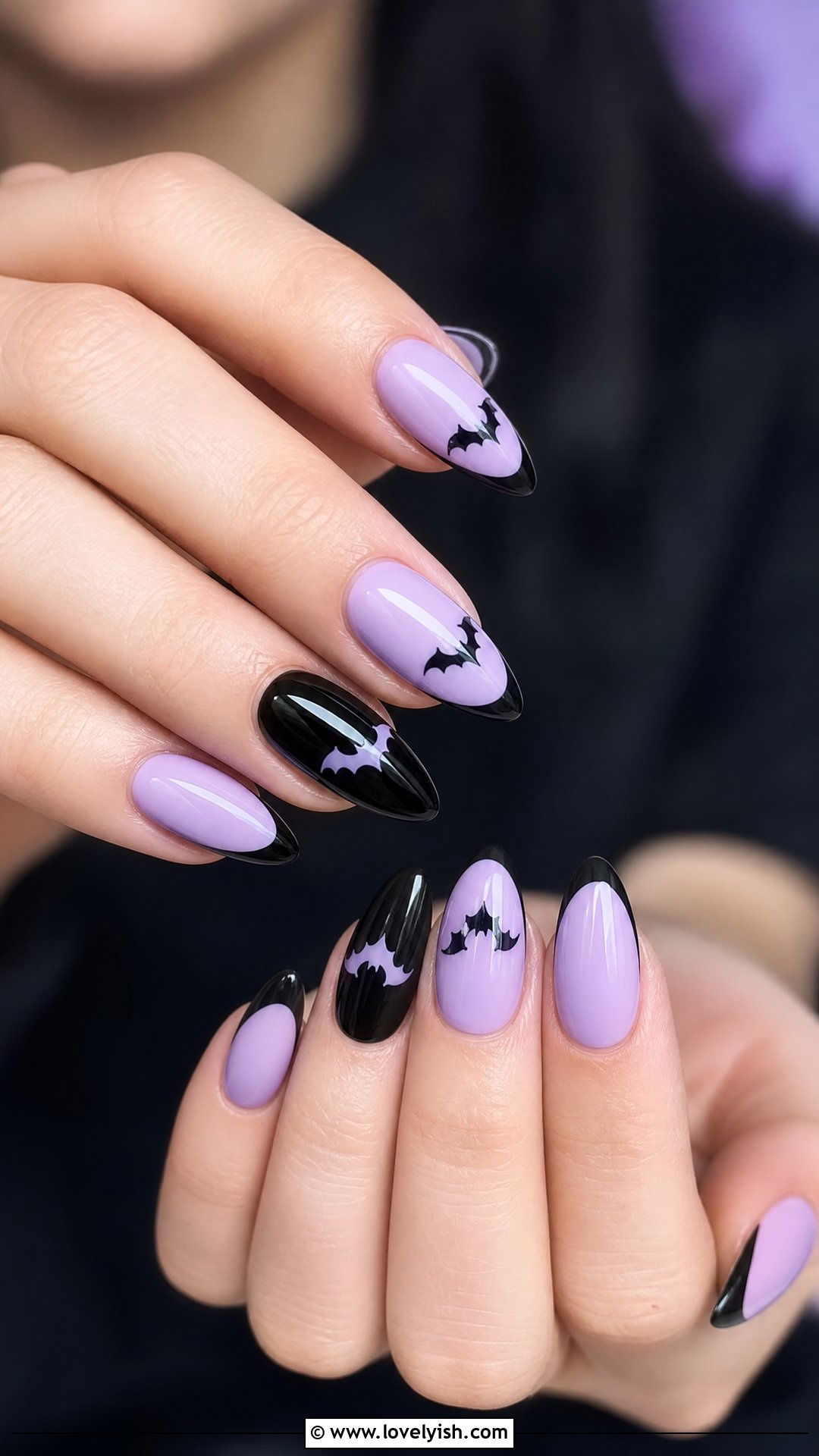 Pastel Goth Lavender and Black Nails - 50 goth nails - 50 goth nails