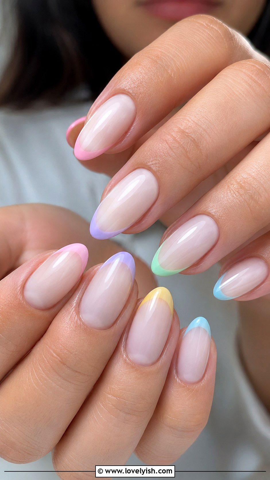Pastel Gradient French Nails - 33 spring nail design ideas - 33 spring nail design ideas