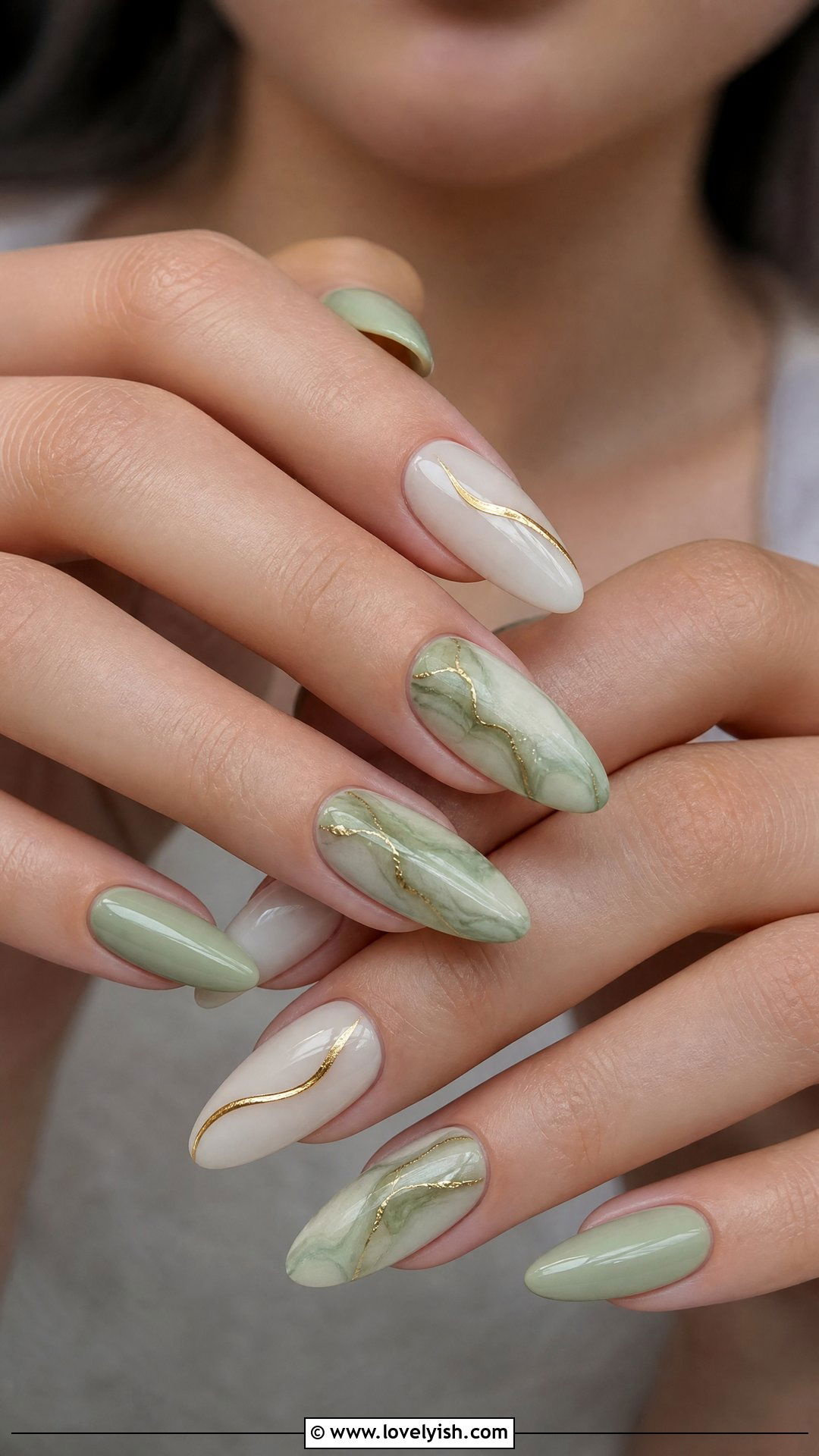 Pastel Green Marble Nails - 50 cute spring nail designs - 50 cute spring nail designs