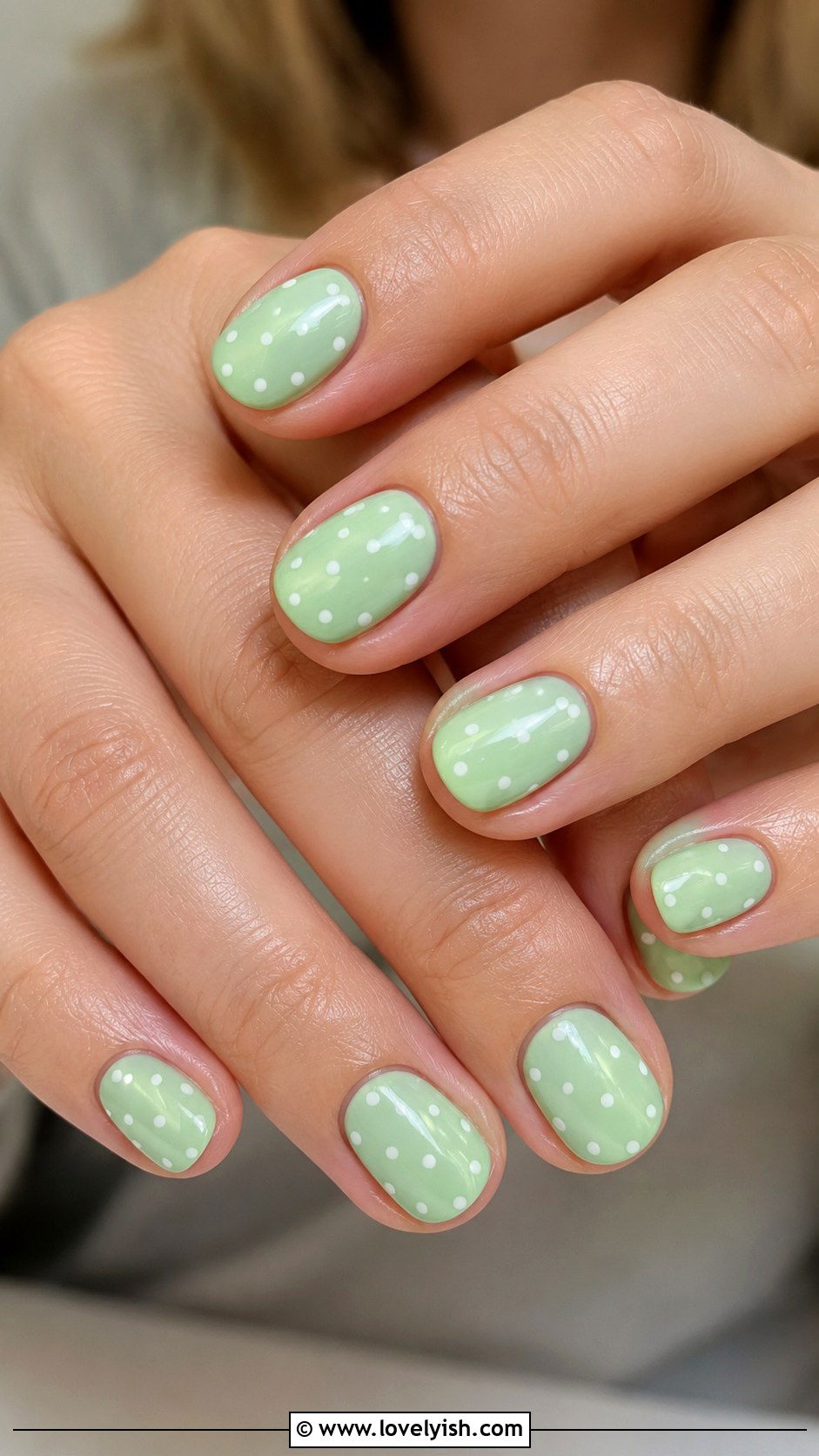 Pastel Green Polka Dot Nails - 50 green nails - 50 green nails