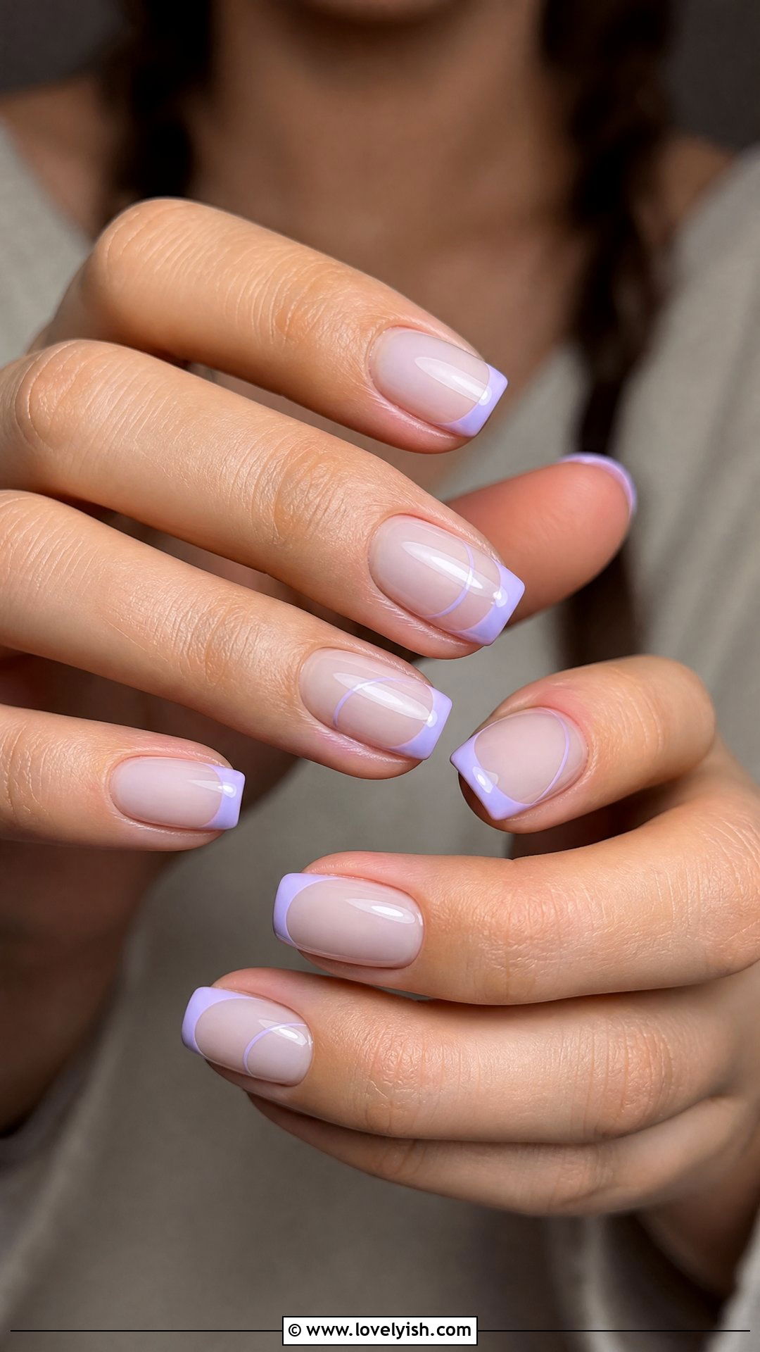 Pastel Lilac French Tip Nails - 50 easy spring nail designs - 50 easy spring nail designs