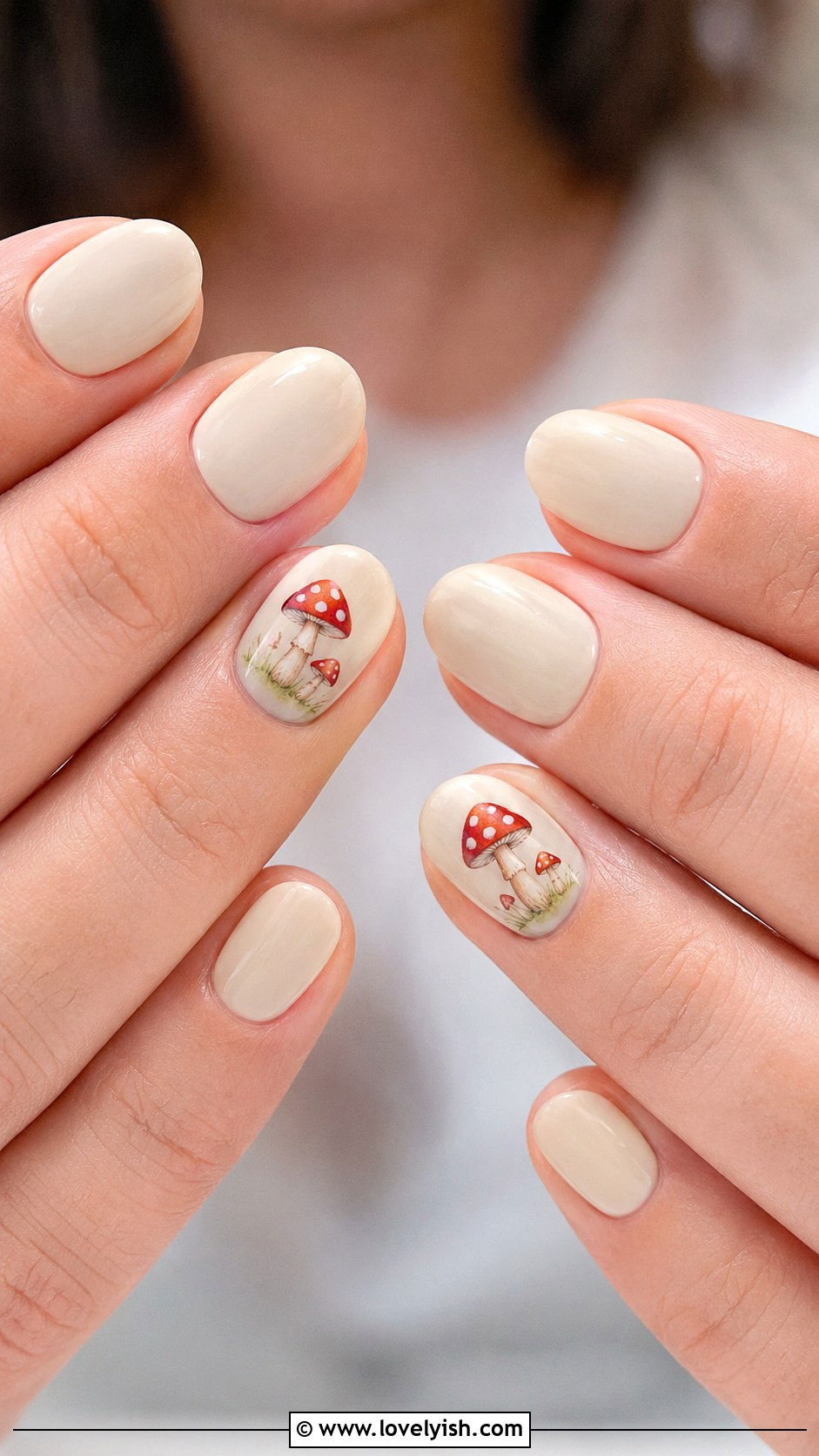 Pastel Mushroom Accent Nails - 50 back to school nails - 50 back to school nails