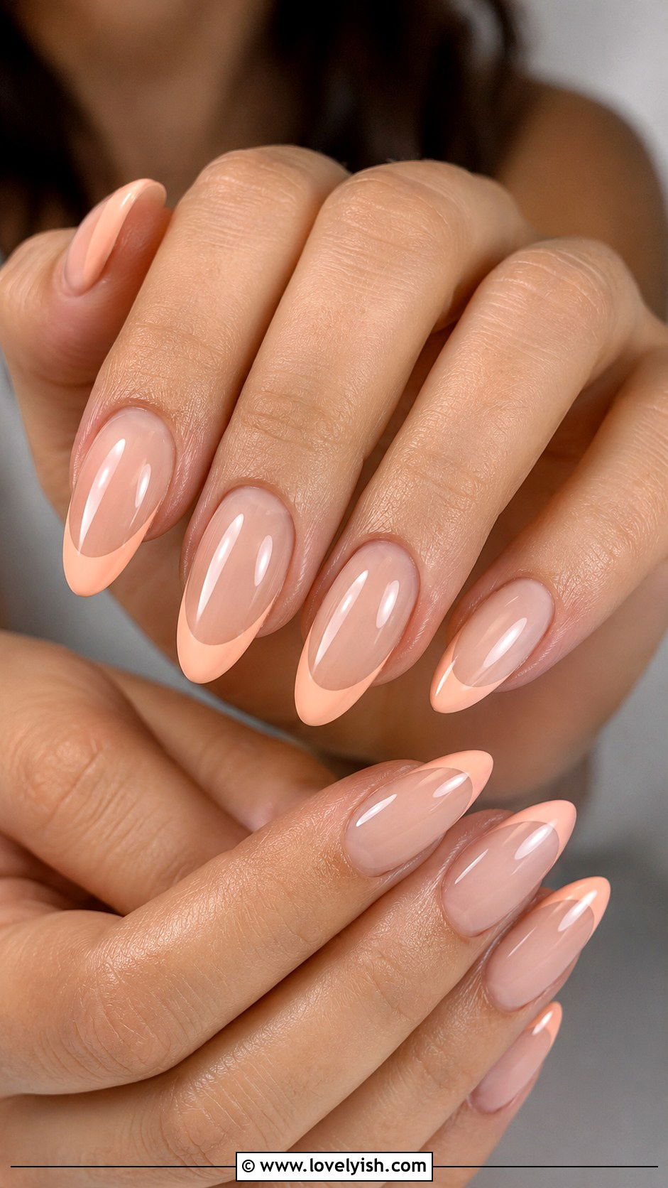 Pastel Peach Almond French Tips - 50 pastel french tip nails - 50 pastel french tip nails