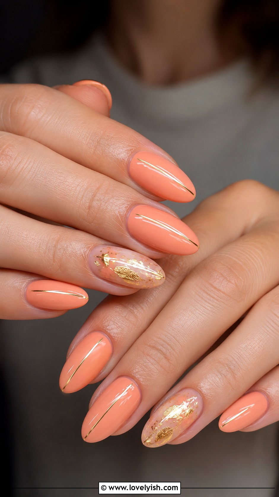 Pastel Peach and Gold Easter Nails - 44 easter nail designs - 44 easter nail designs