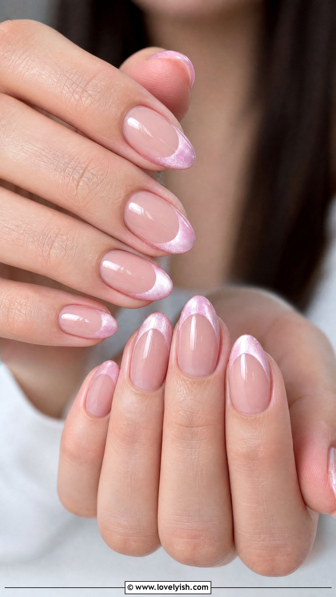 Pastel Pink Cat Eye French Nails - 50 cateye nail designs - 50 cateye nail designs