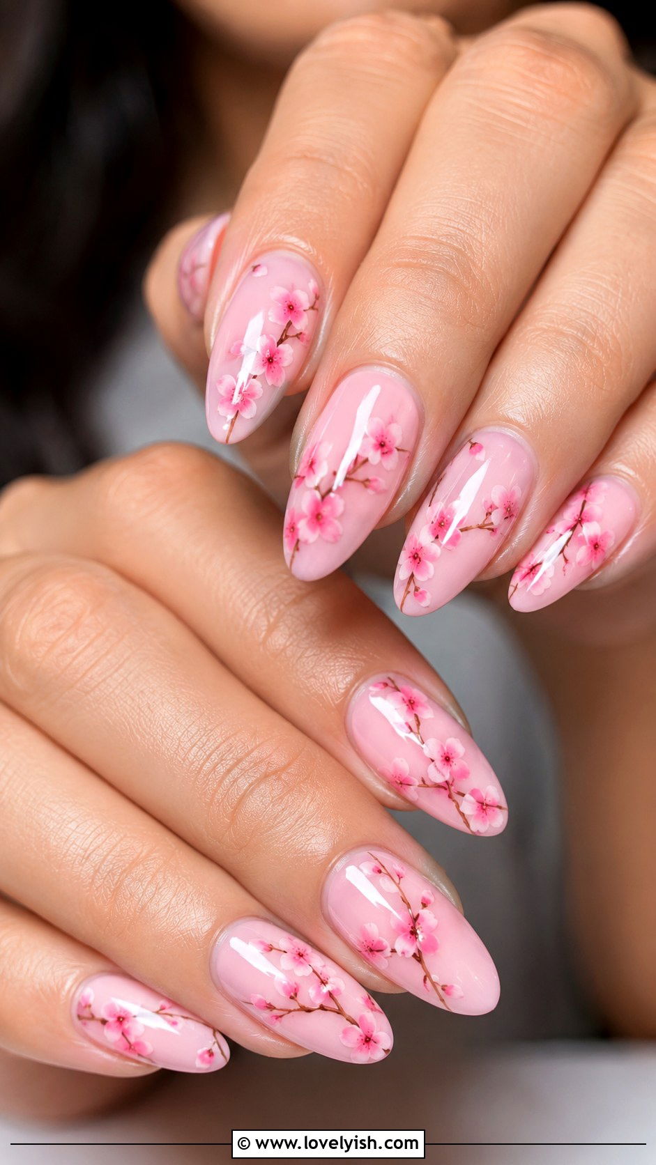 Pastel Pink Cherry Blossom Nails - 50 may nails - 50 may nails