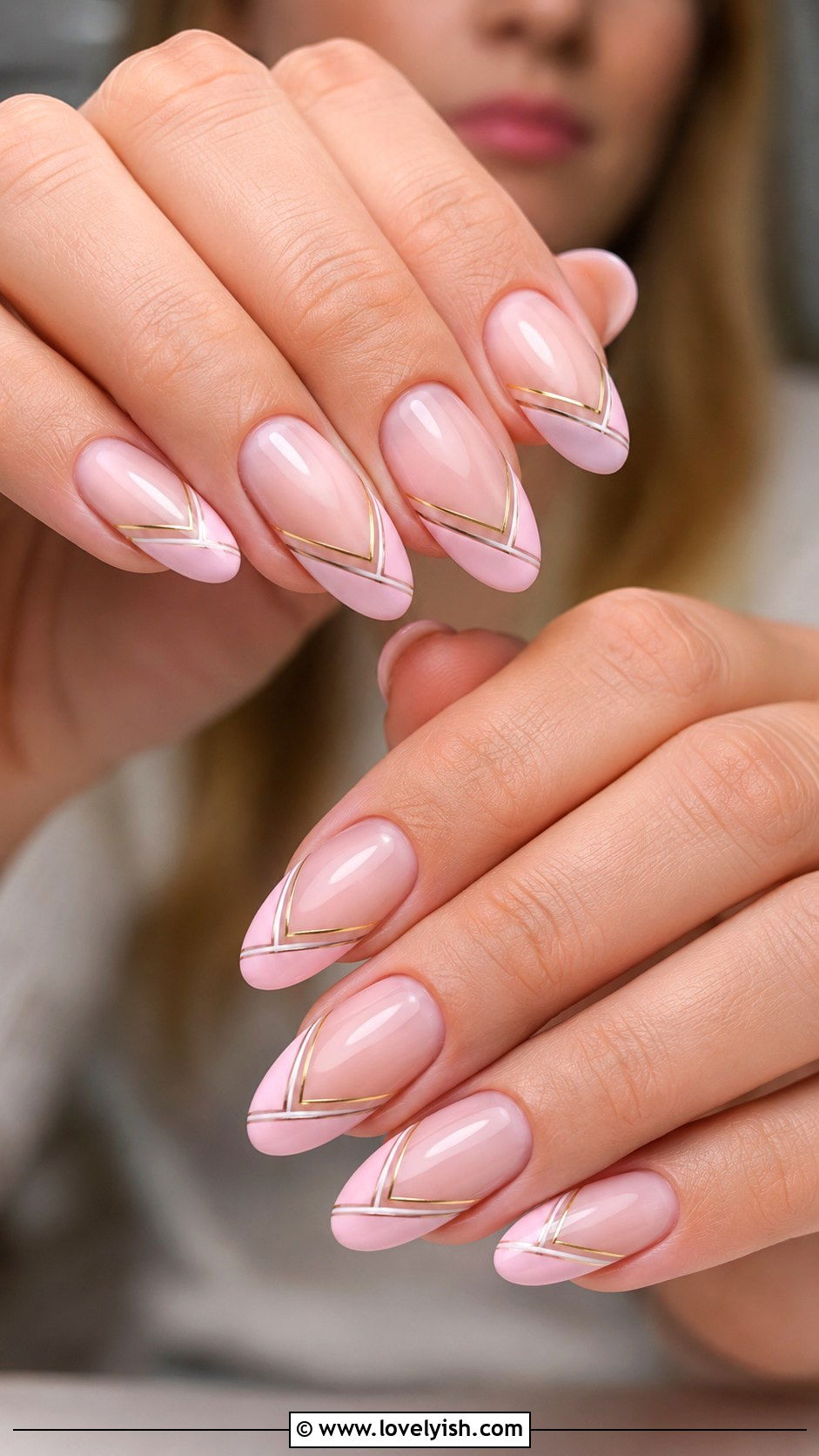 Pastel Pink Geometric French Nails - 50 geometric nails - 50 geometric nails