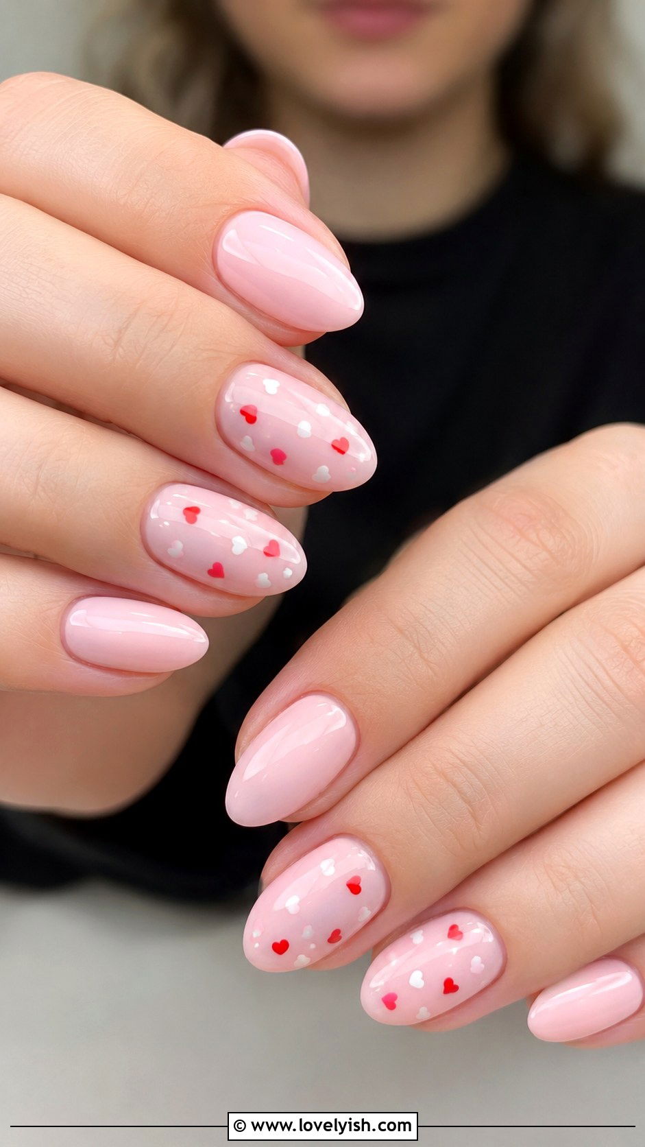 Pastel Pink Heart Nails - 44 nails design - 44 nails design