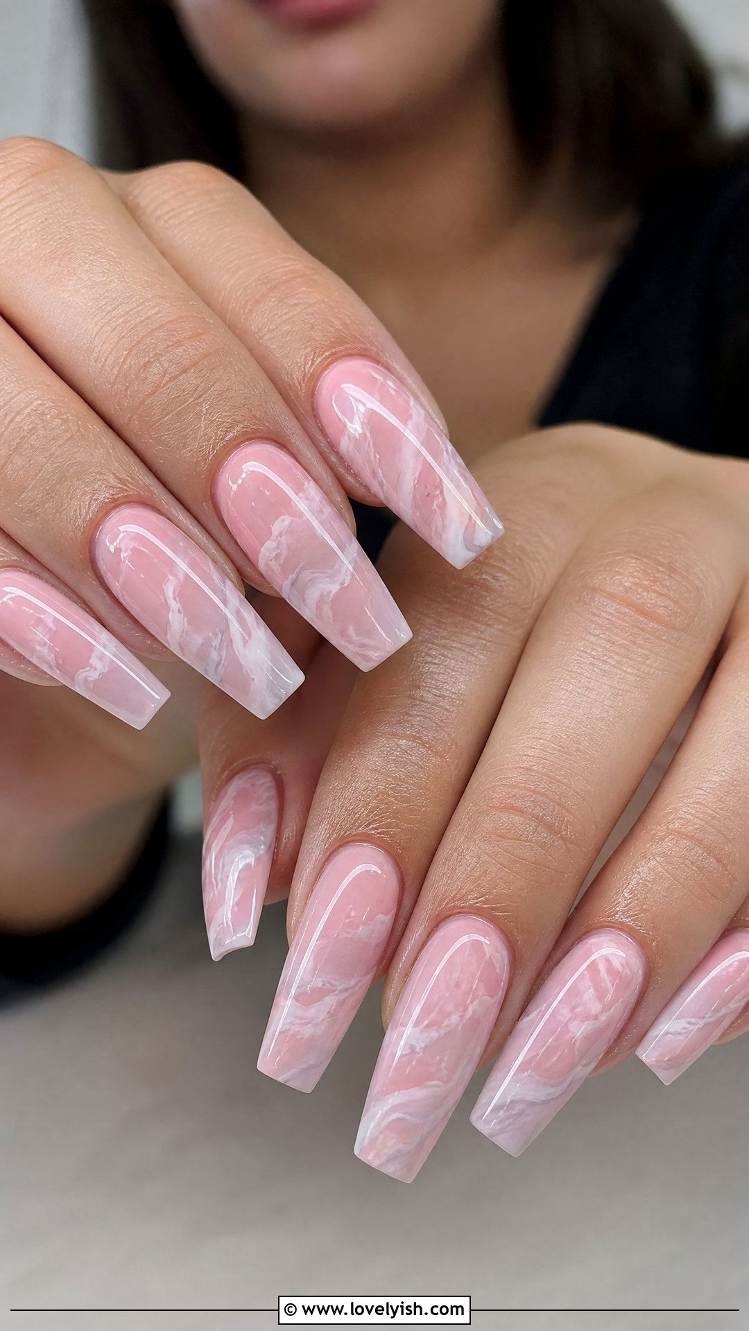 Pastel Pink Marble Nails - 50 mothers day nail designs - 50 mothers day nail designs