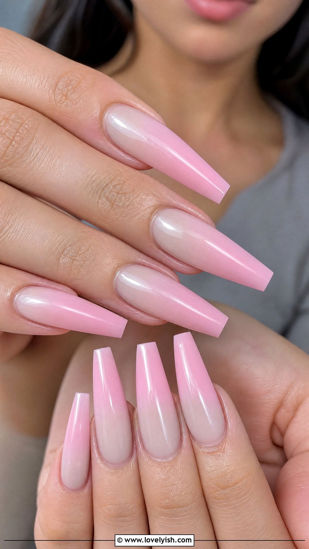 Pastel Pink Ombre Coffin Nails - 50 coffin nails - 50 coffin nails