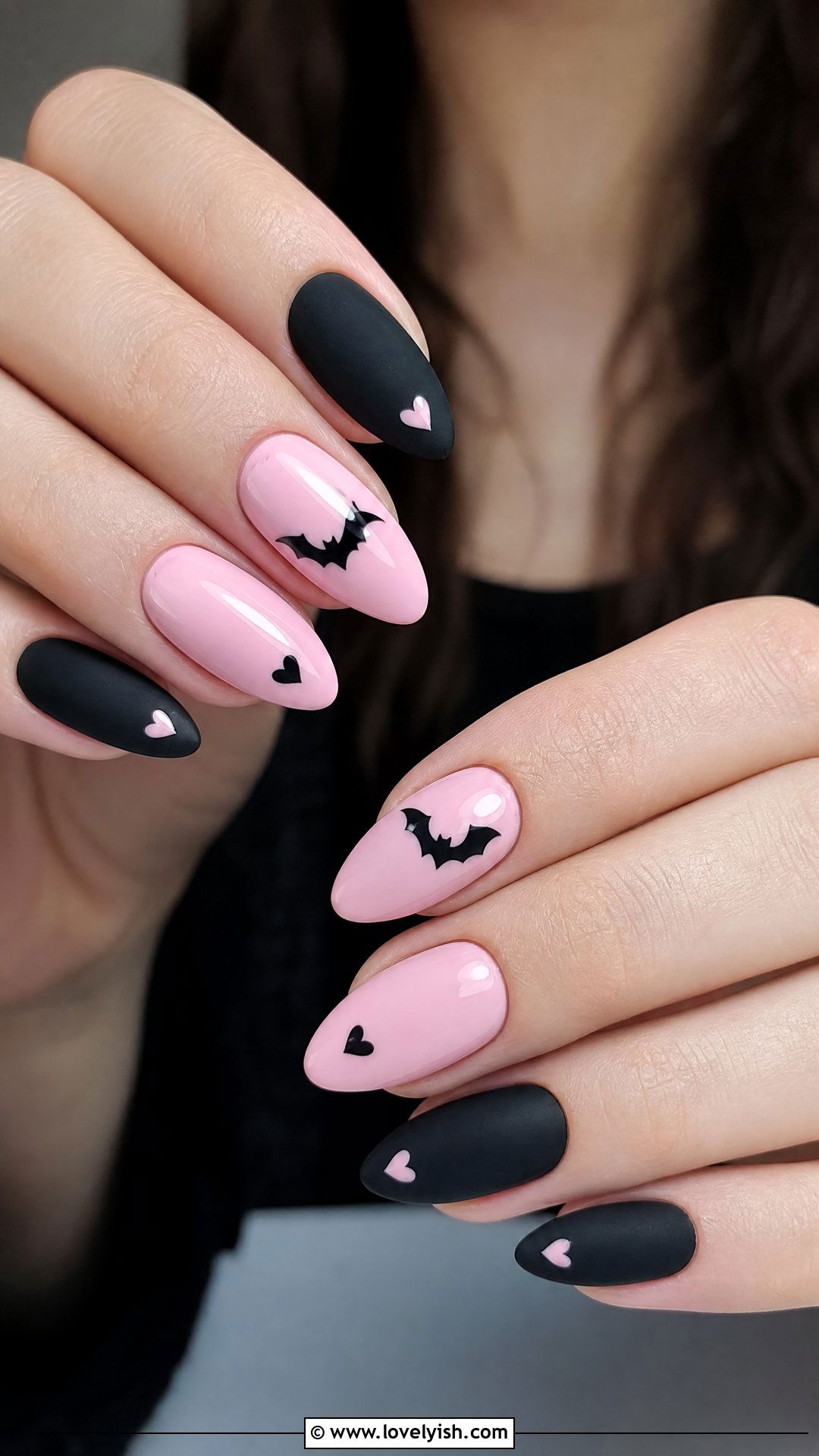 Pastel Pink and Black Gothic Nails - 50 gothic nails - 50 gothic nails