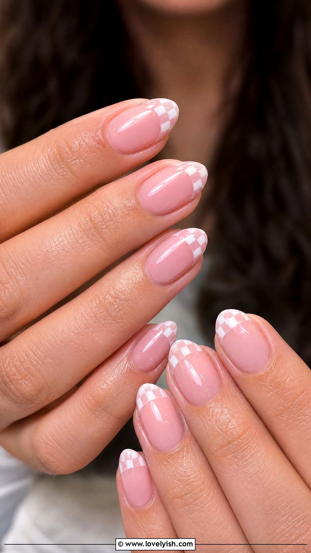 Pastel Pink and White Checkered Nails - 50 checkered nails - 50 checkered nails