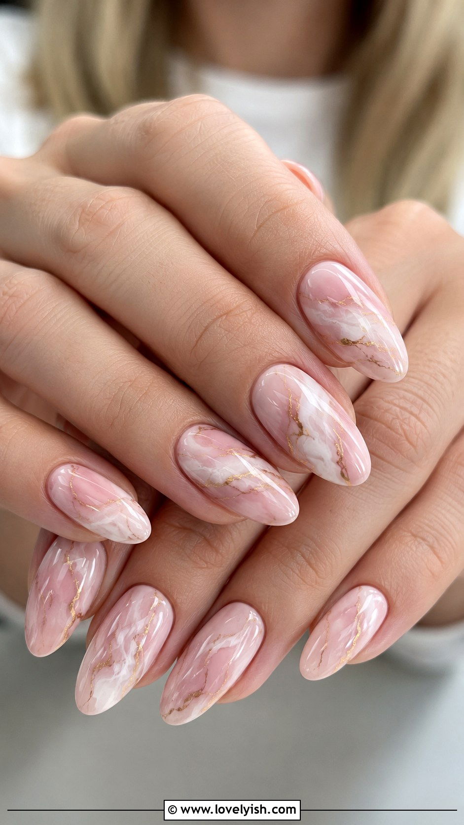 Pastel Pink and White Marble Easter Nails - 44 easter nail designs - 44 easter nail designs