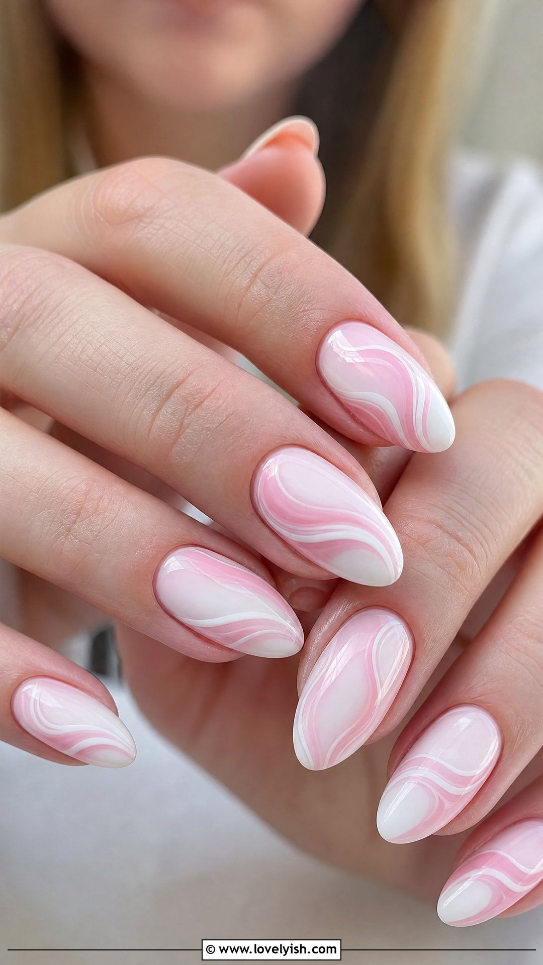 Pastel Pink and White Swirl Nails - 50 swirl nails - 50 swirl nails