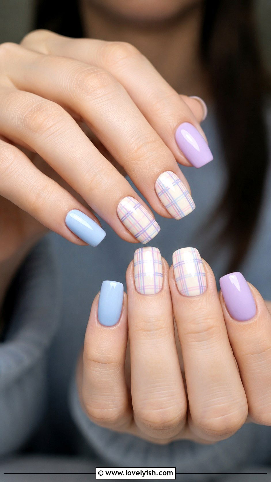 Pastel Plaid Nails - 33 spring nail design ideas - 33 spring nail design ideas