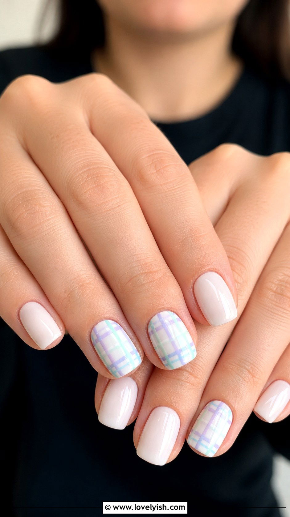 Pastel Plaid Nails - 42 spring nail ideas - 42 spring nail ideas
