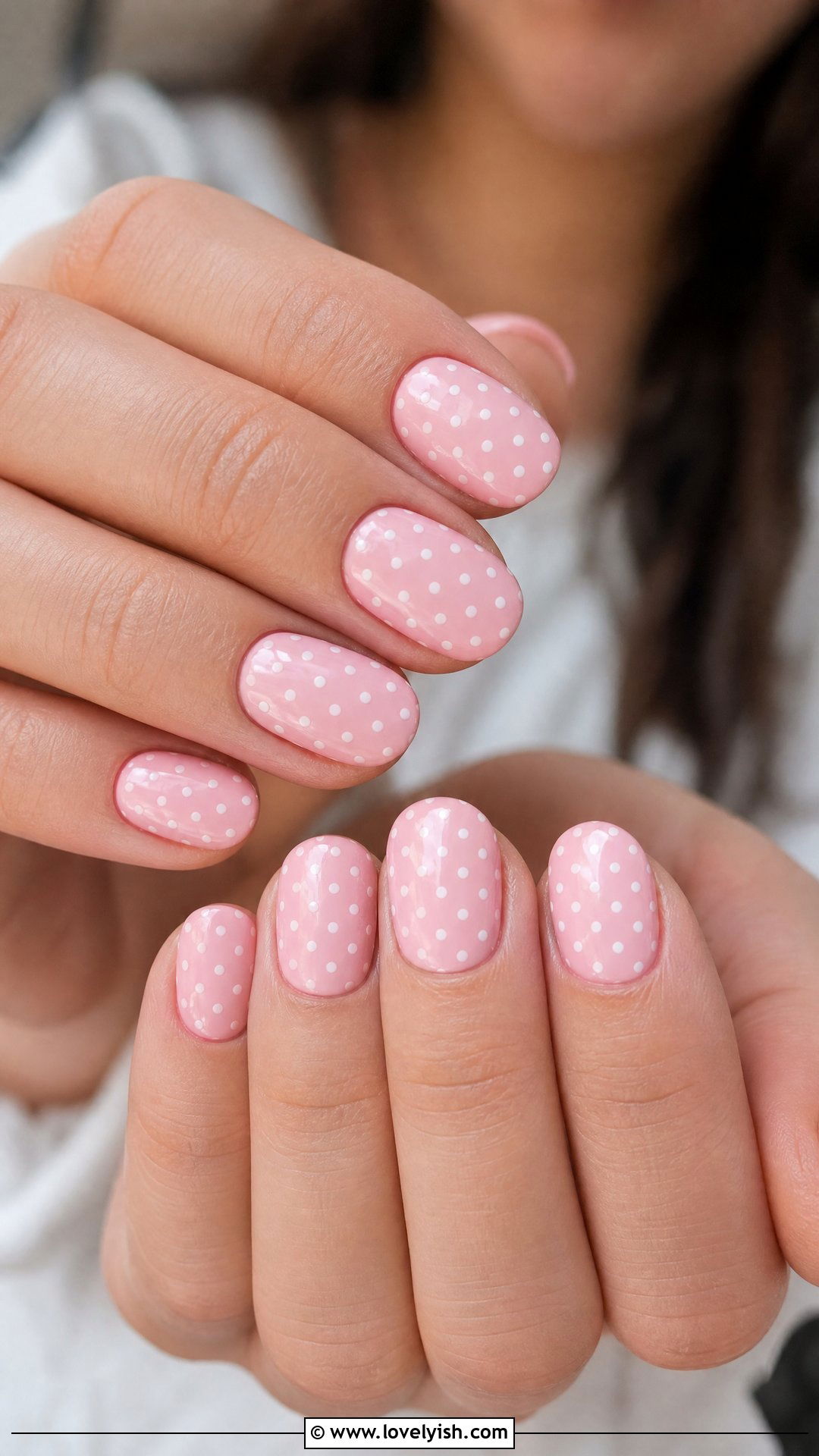 Pastel Polka Dot Short Oval Nails - 50 short oval nails - 50 short oval nails