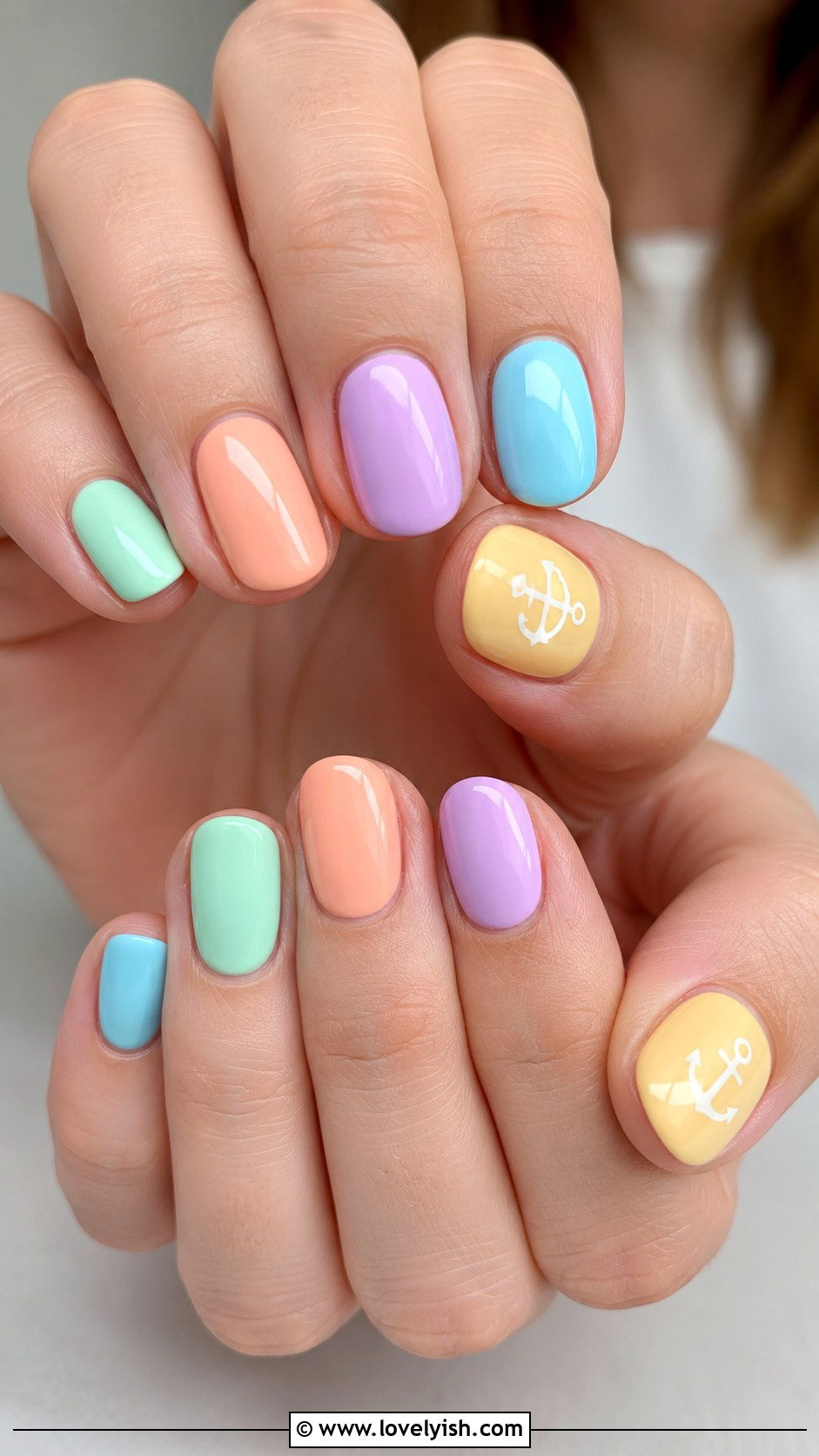 Pastel Rainbow Anchor Nails - 50 anchor nail designs - 50 anchor nail designs