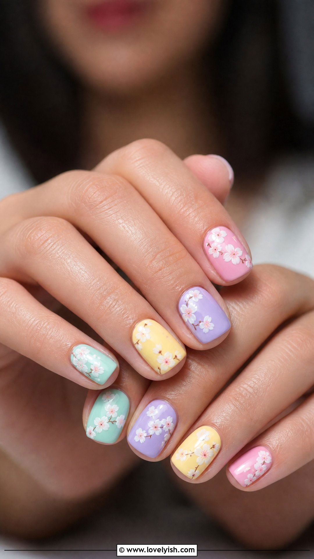 Pastel Rainbow Cherry Blossom Nails - 50 cherry blossom nails - 50 cherry blossom nails