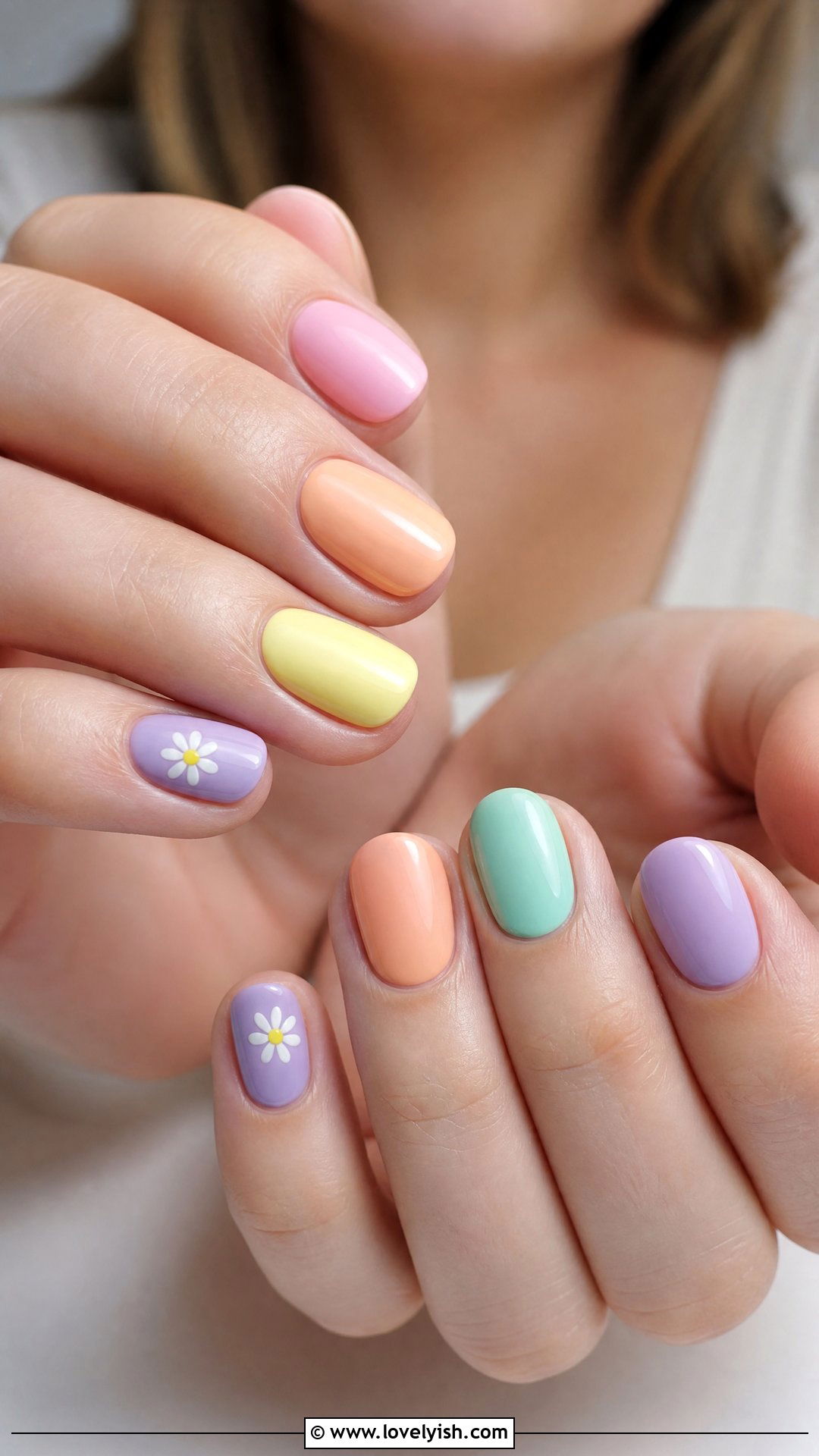 Pastel Rainbow Floral Nails - 50 mothers day nail designs - 50 mothers day nail designs
