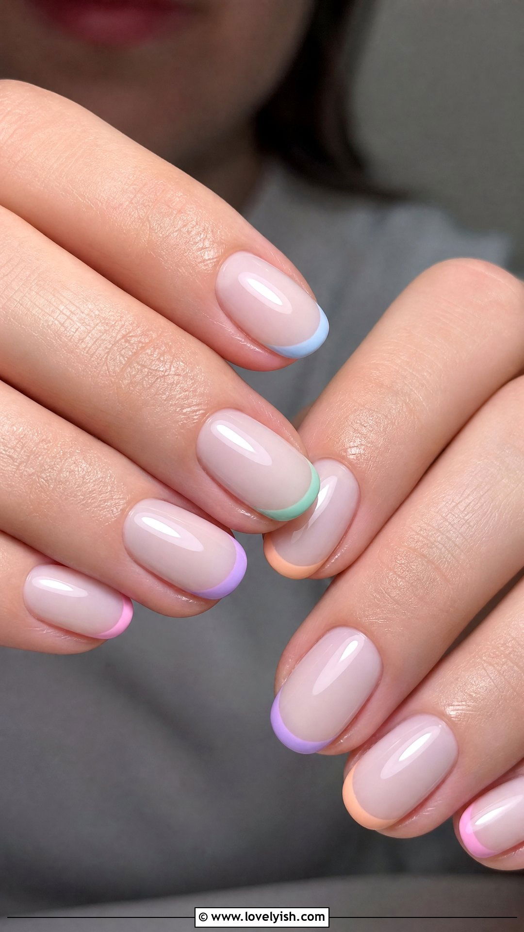 Pastel Rainbow French Tip Nails - 50 colored french tip nails - 50 colored french tip nails