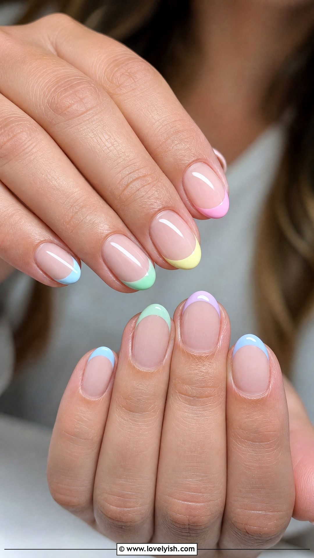 Pastel Rainbow French Tip - 50 cute french tip nail designs - 50 cute french tip nail designs