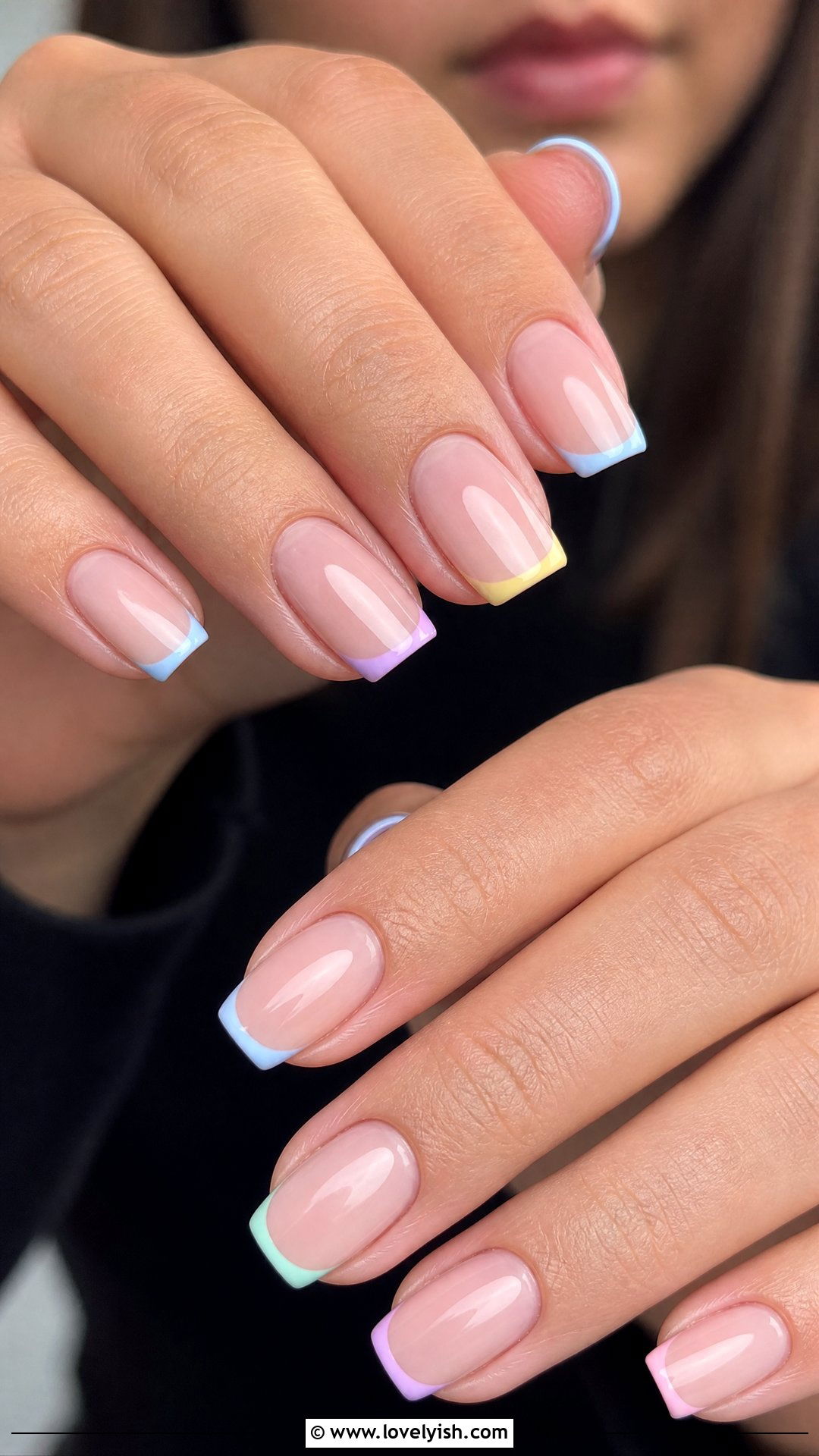 Pastel Rainbow French Tips - 50 minimalist french tips - 50 minimalist french tips