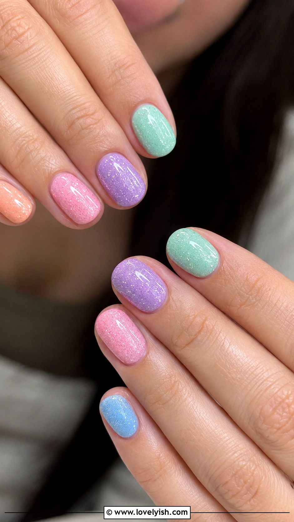 Pastel Rainbow Glitter Nails - 50 glitter nails - 50 glitter nails