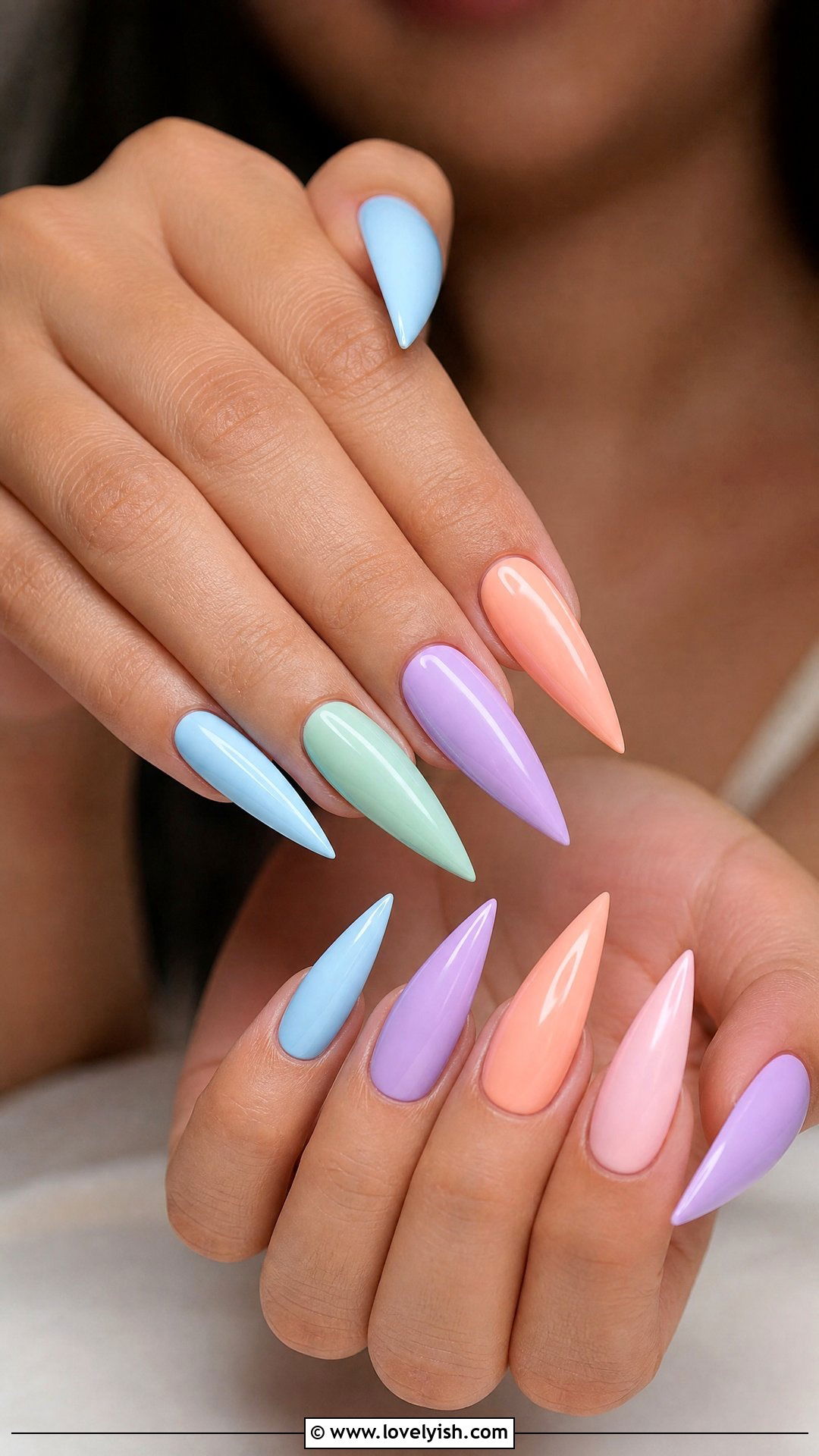 Pastel Rainbow Long Stiletto Nails - 50 long stiletto nails - 50 long stiletto nails