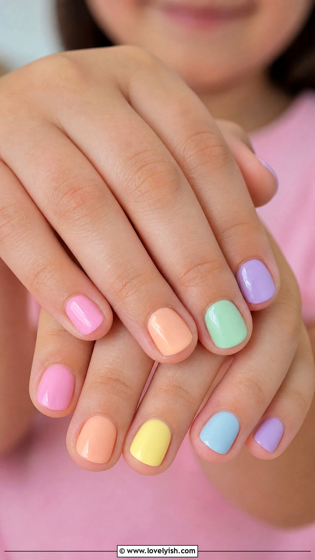 Pastel Rainbow Nails - 32 nail designs for kids - 32 nail designs for kids