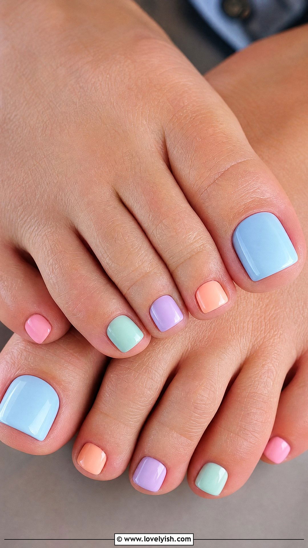 Pastel Rainbow Pedicure - 50 summer pedicure - 50 summer pedicure