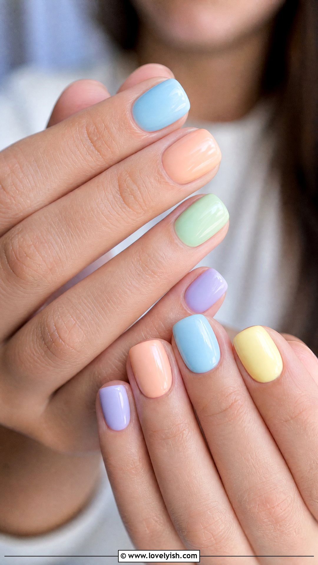 Pastel Rainbow Short Acrylic Nails - 50 short acrylic nails - 50 short acrylic nails