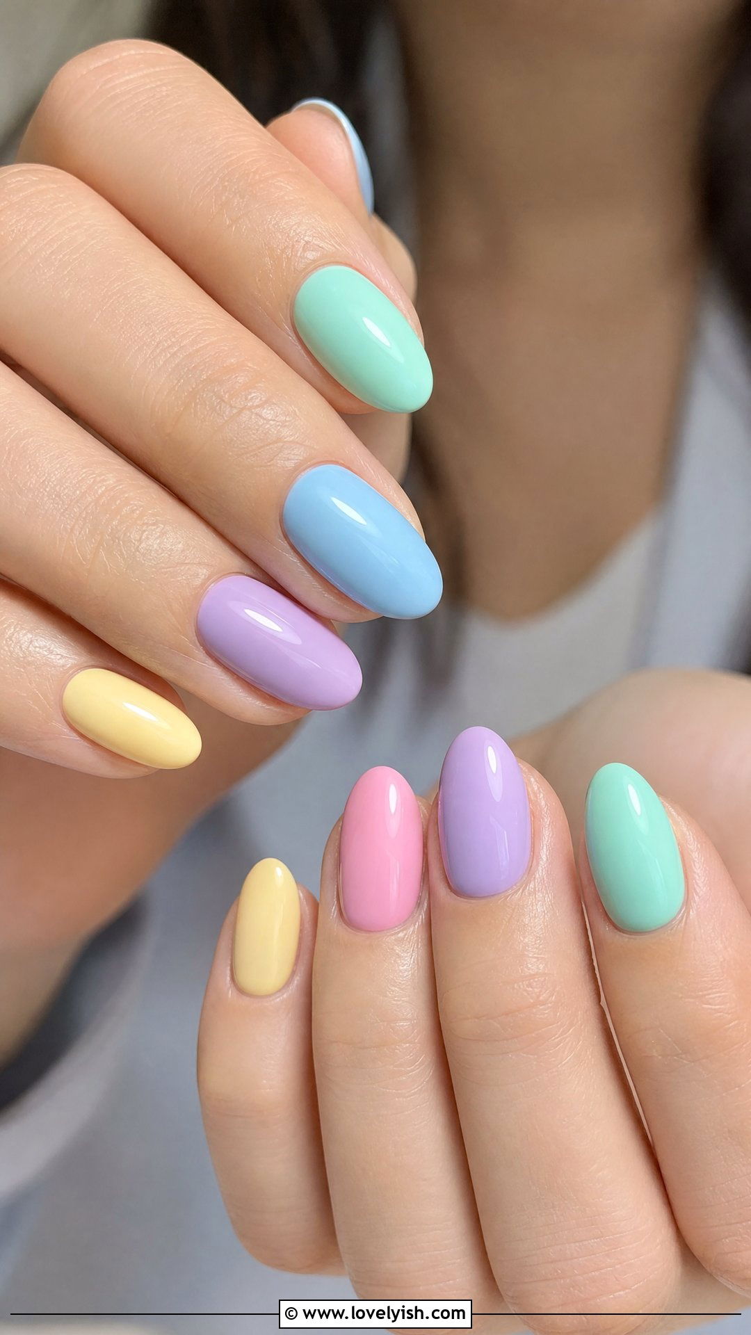 Pastel Rainbow Short Almond Nails - 50 short almond nails - 50 short almond nails
