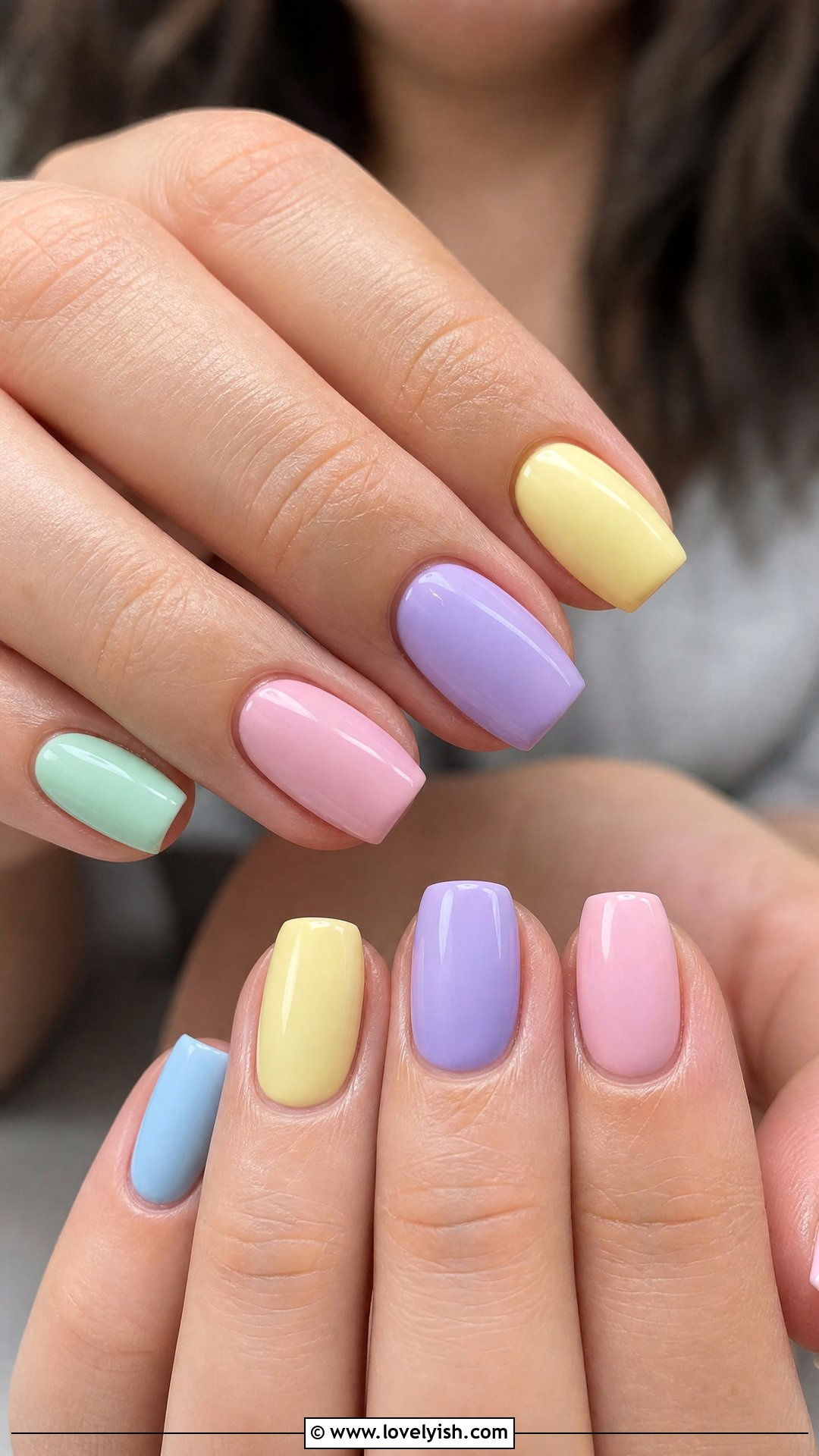 Pastel Rainbow Short Coffin Nails - 38 short coffin nail designs - 38 short coffin nail designs