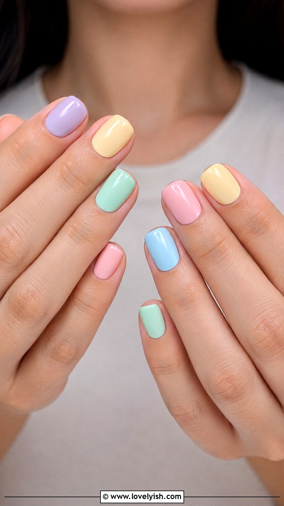 Pastel Rainbow Short Nails - 25 cute nail design ideas - 25 cute nail design ideas