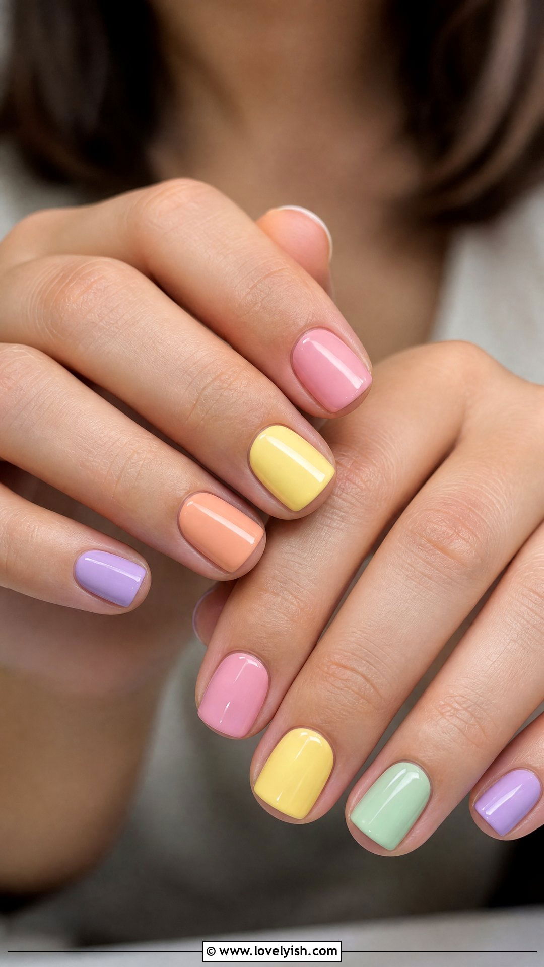 Pastel Rainbow Short Square Nails - 50 short square nails - 50 short square nails