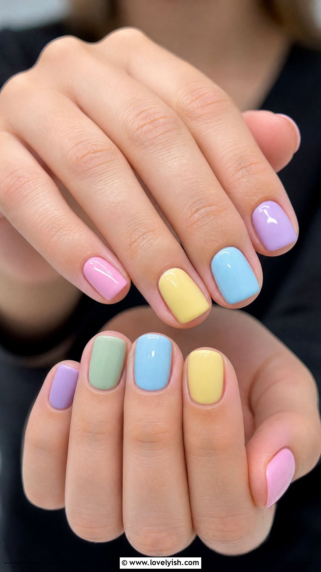 Pastel Rainbow Short Square Nails - 25 short square nail designs - 25 short square nail designs