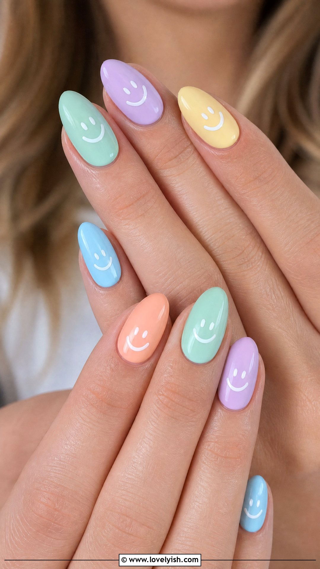 Pastel Rainbow Smiley Face Nails - 50 smiley face nails - 50 smiley face nails