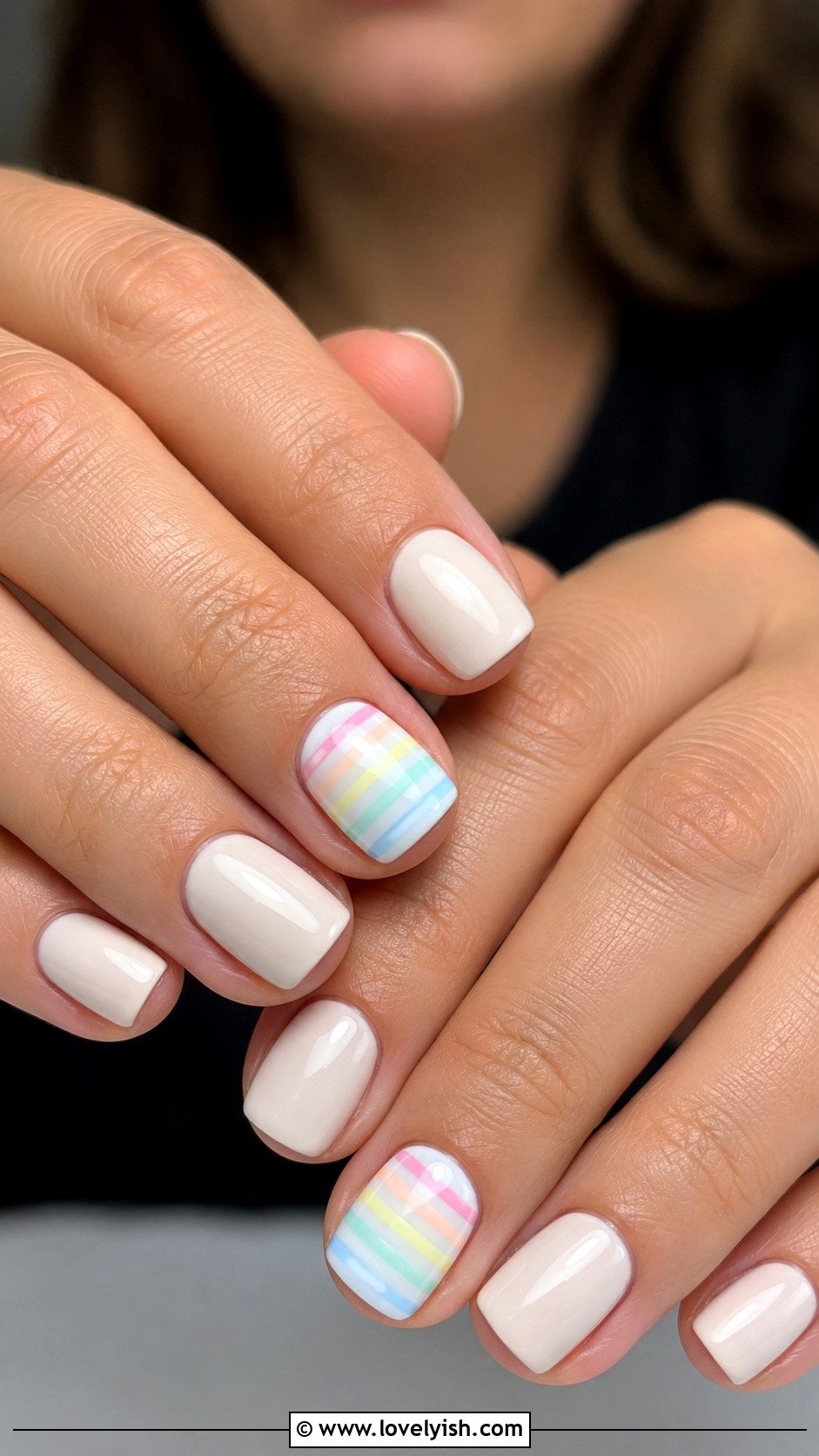 Pastel Rainbow Stripe Nails - 50 back to school nails - 50 back to school nails