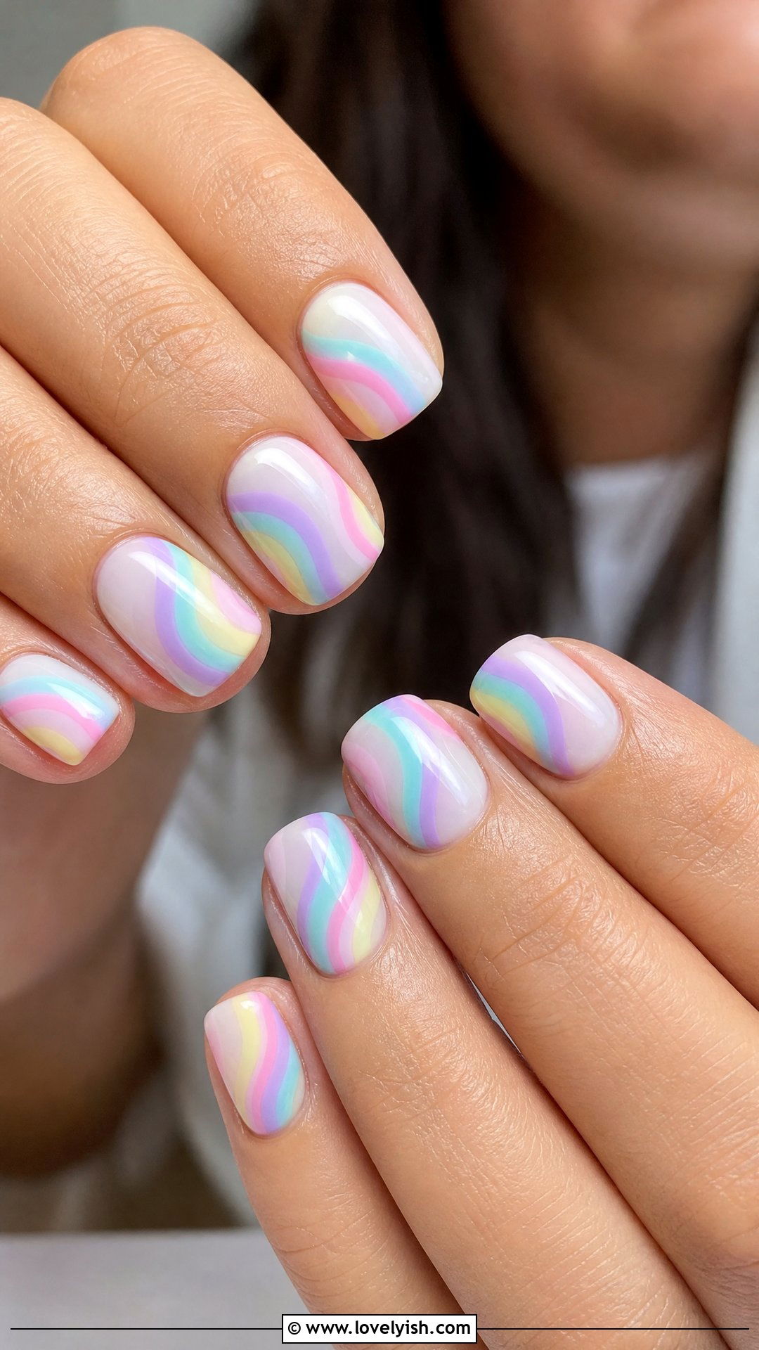 Pastel Rainbow Swirl Nails - 50 easy spring nail designs - 50 easy spring nail designs