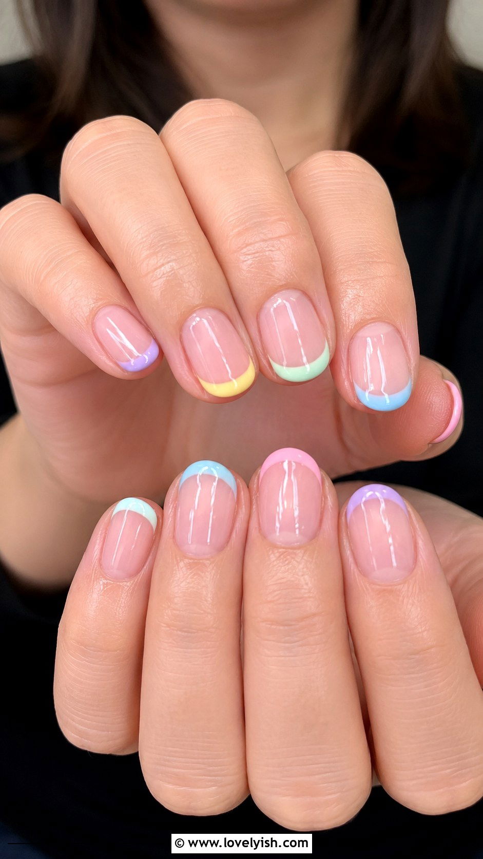 Pastel Rainbow Tip Nails - 46 easy nail designs - 46 easy nail designs