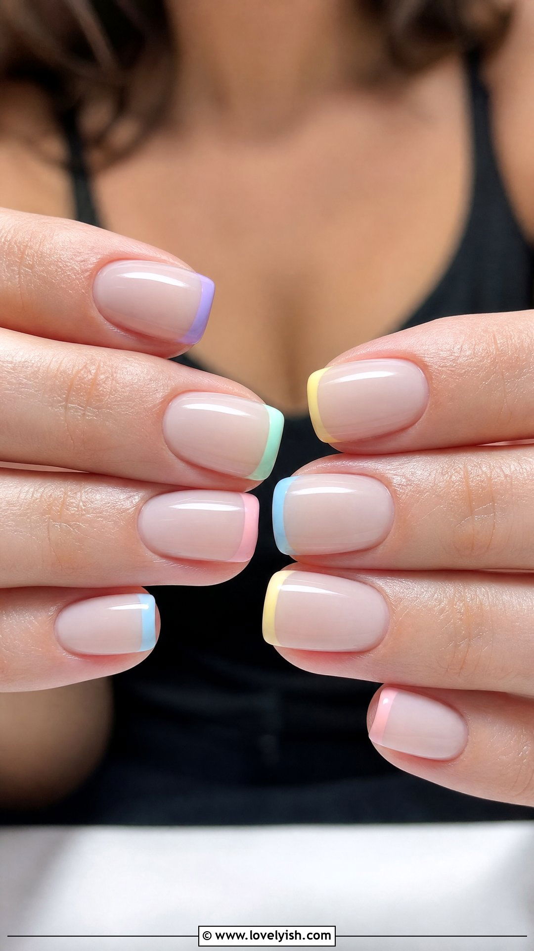 Pastel Rainbow Tip Nails - 50 classy spring nail designs - 50 classy spring nail designs